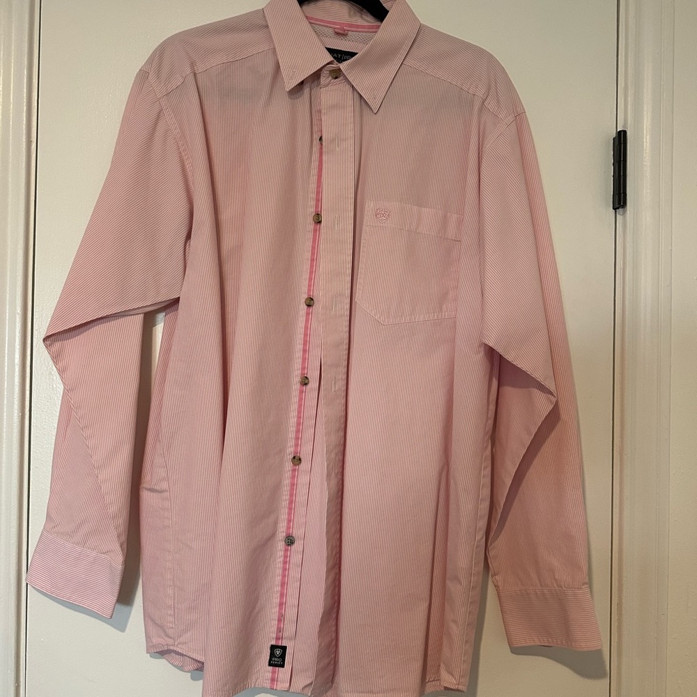 Ariat Men's Light Pink Casual Button Down Shirt